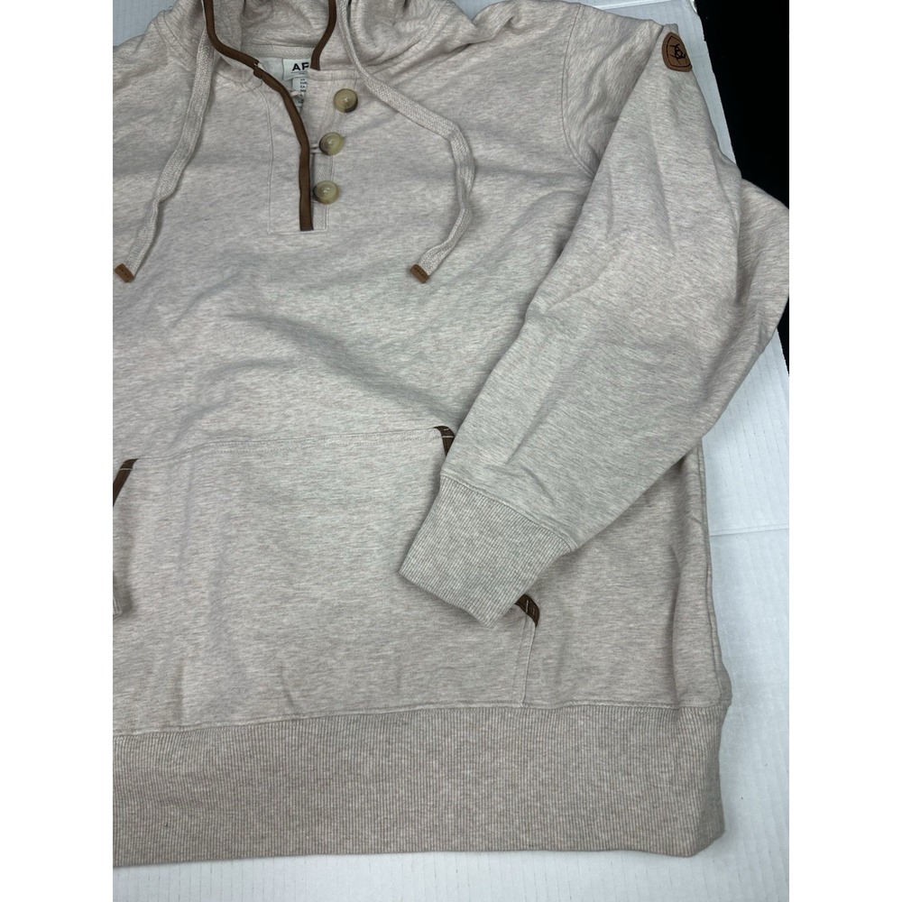 Ariat Real Hoodie Womens XL Oatmeal  Elevated Hoodie Pullover Kangaroo Pockets - Picture 3 of 7